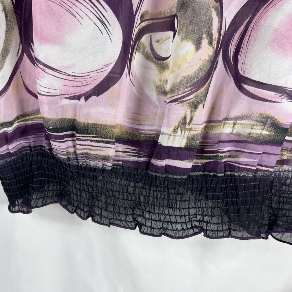 NICOLA Women's Sheer Purple Blouse Size L Abstract Print Long Sleeve Button-Up - Picture 13 of 15